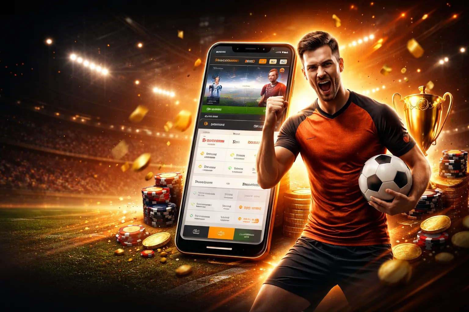 Sân vận động bóng đá sôi động, thể hiện cá cược thể thao đỉnh cao tại Top88